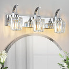 Modern Bathroom Vanity Light, 3-Light Chrome Wall Sconce with Crystal Accents, Over Mirror Bathroom Lighting Fixture, 23.62" Long Dimmable Vanity Lamp for Makeup, Easy Installation