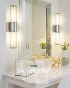 Bathroom Vanity Light Fixtures, Chrome Wall Lights in Clear Glass Indoor Wall Sconce, Modern Wall Light Up and Down Wall Mount Lamp for Bathroom, Bedroom, Hallway, Kitchen, VL834-CH-CL