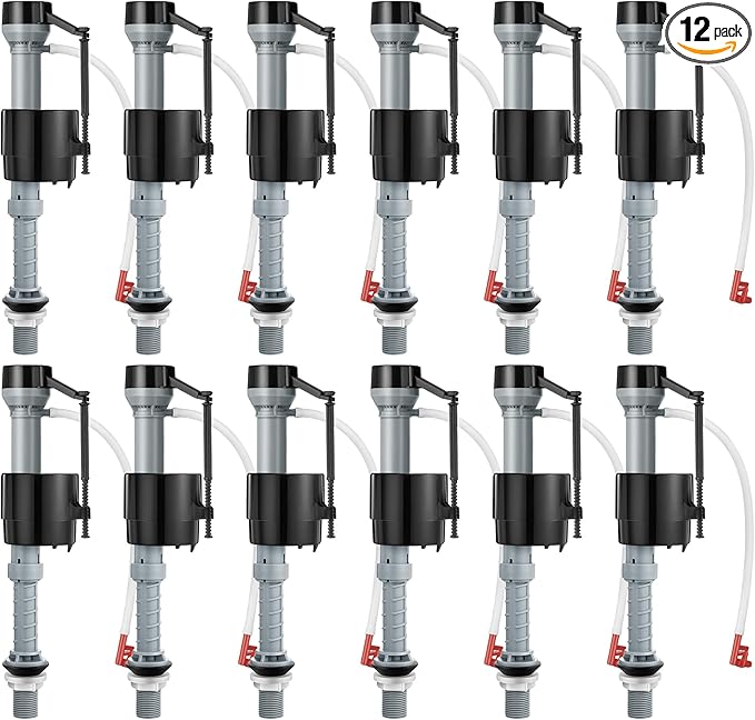 Saillong 12 Pack Toilet Fill Valve Replacement, Height Adjustable Universal Toilet Tank Flusher Replacement Kit, Leak-Proof Easy Install Fill Valve Repair Kit