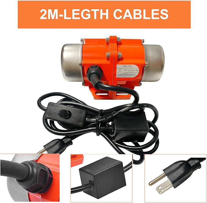 Vibration Motor 30W Concrete Vibrator AC Single Phase 110V 30W-100W 3600Rpm Industrial Vibrating Tool For Sand Shaker Table With US Power Plug