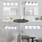 4-Light Chrome Bathroom Light Fixtures, Vanity Lights for Bathroom Mirror Lamp with Milky White Square Glass Shade, E26 Base Modern Wall Sconce Kitchen Light Fixtures Led Vanity