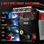 ANDELI MIG Welder, 160Apm 110V/220V Dual Voltage GAS MIG/FLUX MIG/LIFT TIG/STICK 4-In-1 Multiprocess MIG Welder, LED Digital Display Synergic Control,Gas Gasless MIG Welding Machine MIG-160 AIR