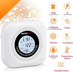 Carbon Monoxide Detectors, 2Pack 4-in-1 Natural Gas Leak Detector & Temperature/Humidity Monitor