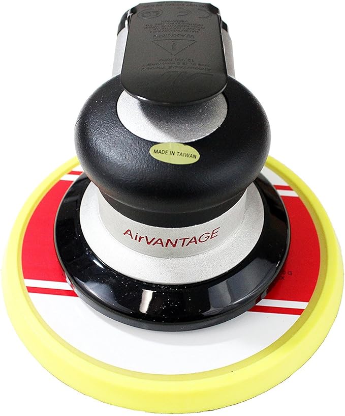 AirVANTAGE Industrial Grade Random Orbital Air Sander Non-Vacuum With Low-Profile Pad, 1/4 in. NPT Air Inlet (5": 3/32- PSA Vinyl)