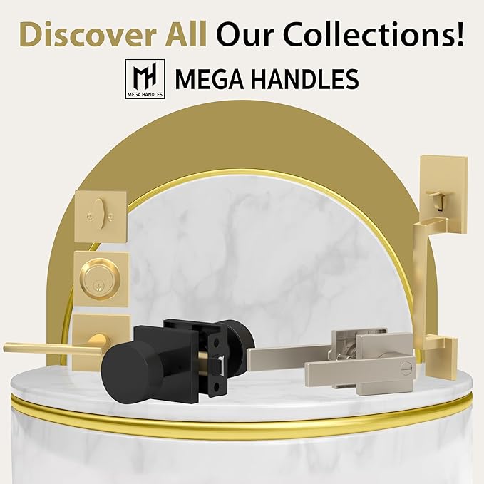 Mega Handles Ronn Privacy Lever & Lock Door Handle Set for Hallway, Closet and Bathroom, Keyless Lock, Heavy Duty Door Levers, Fits All Standard Door Sizes, Screws Included - Charcoal (1 Pack)