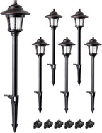 EDISHINE Low Voltage Landscape Lighting, 12V 3W 120LM 3000K Seed Glass Outdoor Landscape Path Lights with Connectors, ORB Waterproof Electric LED Pathway Light Wired for Walkway Garden Yard, 6 Pack