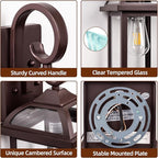 Bronze Outdoor Wall Lanterns Aluminum Anti-Rust Porch Lights 2-Pack, Exterior Light Fixtures IP65 Waterproof Clear Glass Brown Outdoor Sconces Lamps Wall Mount, Oil Rubbed Bronze