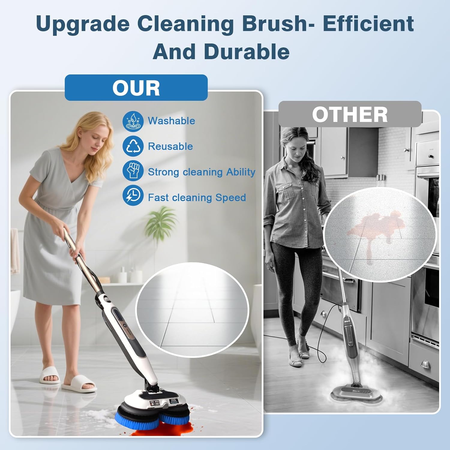 2 Pack Upgraded Mop Pad Replacement Brush Heads Compatible with Shark S8201 S7001 S7201 S7000 S7001 S7005 S7020 Steam Mop Pads, Professional Cleaning and Polishing, for Deep Cleaning Hard Floors