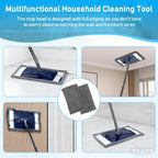 Wall Cleaner Mop with Long Handle, Extra Wall Dust Mop for Washing Walls with 2 Microfiber Reusable Pads,Floor Dry Wet Duster Mops for Wall Washer, Floor,Ceiling Cleaning，Blue