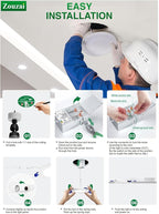 zouzai 6 Inch 5CCT Ultra-Thin LED Recessed Ceiling Light with Junction Box, 2700K/3000K/3500K/4000K/5000K Selectable, 12W Eqv 110W,Dimmable, led can Lights- ETL and Energy Star Certified【 6 Pack 】