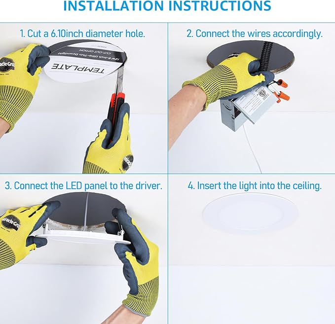 TORCHSTAR 6 Inch Slim LED Recessed Lighting with Junction Box, CRI90 Aluminum Dimmable 12W Ultra-Thin Recessed Light, 3000K Warm White, 1100LM Basic Series LED Downlight, ETL & FCC, Pack of 6
