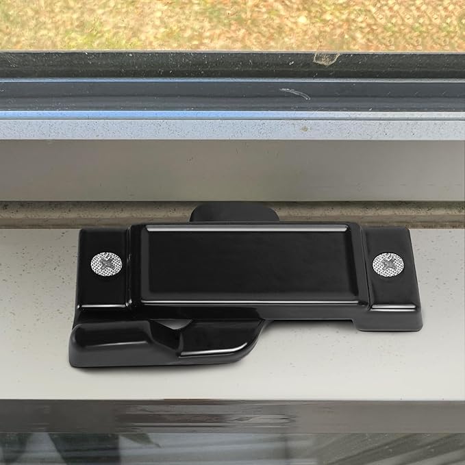 4 Pcs F2590 Windows Replacement Sash Lock-2-1/4'' Mounting Hole Centers Sash Lock with Screws-Black Sash Lock for Vertical Sliding Windows Double Hung Windows