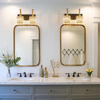 Crystal Vanity Lights 2-Light Black Gold Wall Lamp Modern Crystal Bathroom Light Fixtures Over Mirror 13.77" Long Bathroom Wall Sconce