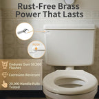 jamini Universal Front-Mount Toilet Handle Kit - Durable Brass Lever with Chrome Finish, Adjustable Arm & Stainless Steel Flapper Chain for Most Toilets