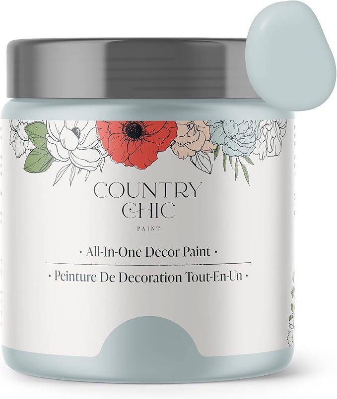 Country Chic All-in-One Chalk Paint for Furniture, Cabinets, Home Decor, Eco-Friendly, Matte Finish, Built-In Primer & Top Coat for Wood, Metal - Belle of the Ball (Light Blue) - 4 oz (118 ml)