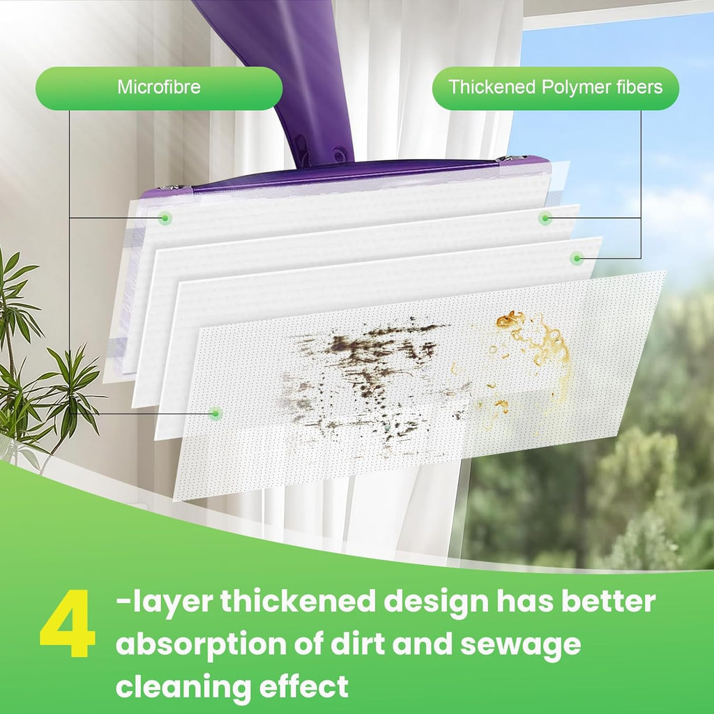 42 Count Disposable for Swiffer Wet Pads Refill Replacement for Swiffer WetJet Spray Mop, Extra Strong Dirt Locking and Water Absorbent, Powerful Stain Removal