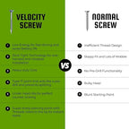 Velocity Exterior Wood Screws Assortment Kit – 108 Assorted Wood Screws in 6 Sizes Made with Carbon Steel, 2 Hexstix Drive Bits & Plastic Wood Screw Set Storage Organizer, Construction Screws for Wood