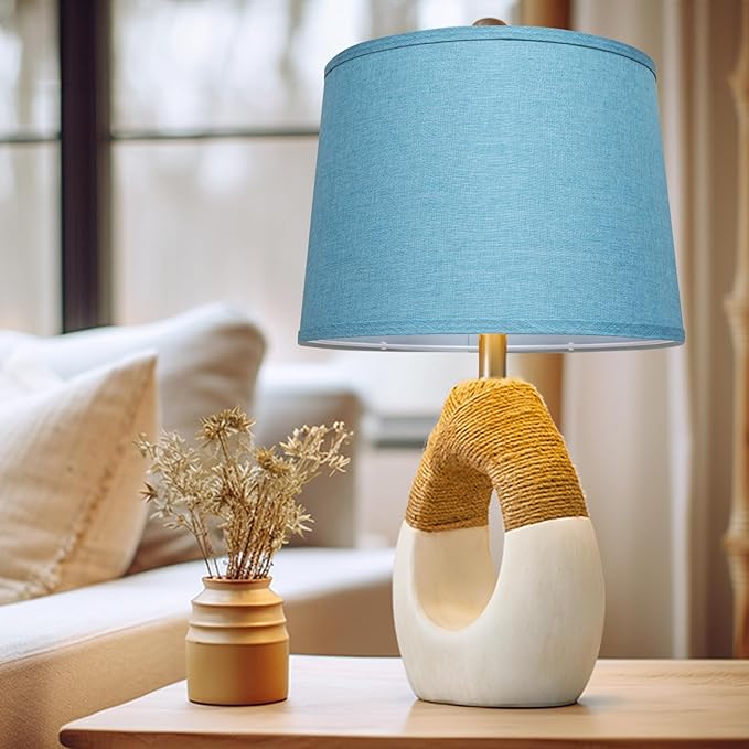 Lamp Shades Set of 2 - Drum Lampshades 11.4" x 12.9" x 9.8" Inches, Fabric Medium Replacement Lampshades for Table Lamp, Floor Lamp, Assembly Required, Spider,Linen