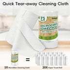 Microfiber Cleaning Cloths Roll, 75 Pack Tear Away Microfiber Towels Roll, 12" x 12" Lint Free Rags, Reusable Cleaning Cloths, Washable, Scratch Free,Ultra Absorbent Dish Rags(White Ripple)