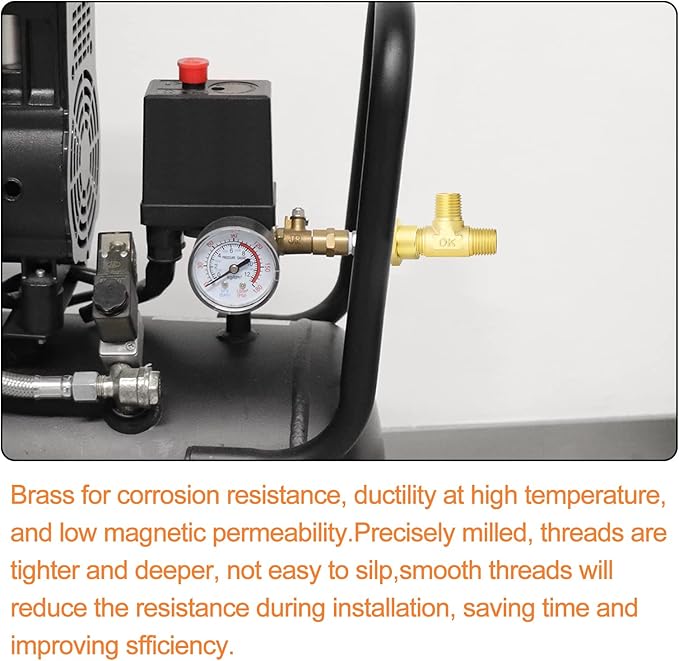 GASHER 5PCS Brass 3 Way, 1/4" x 1/4" x 1/4" NPT Male Tee Pipe Fittings