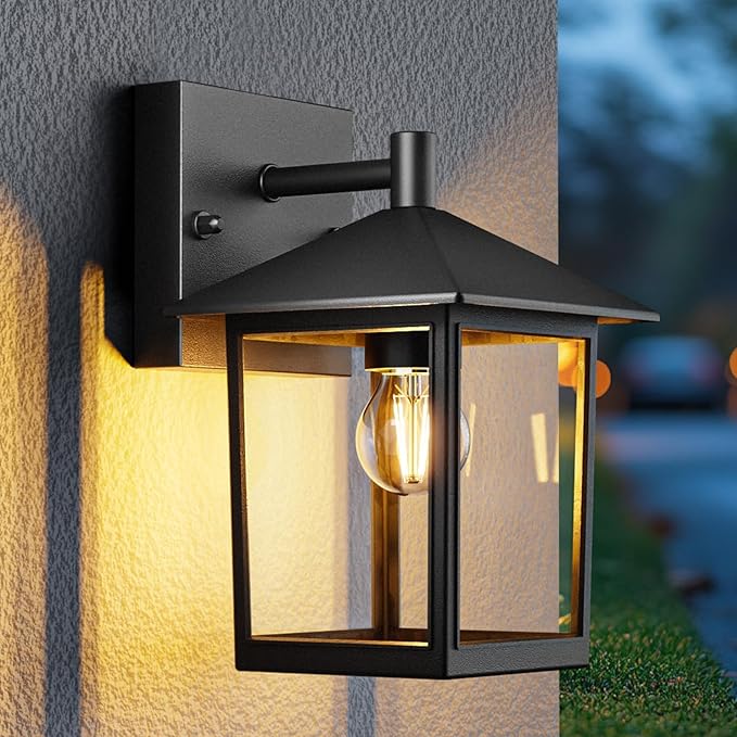 zemty Outdoor Wall Light Fixtures, Matte Black Exterior Front Porch Light with E26 Socket, Waterproof Exterior Wall Sconce Lighting Lamp for House, Doorway, Garage(Bulb Not Include)