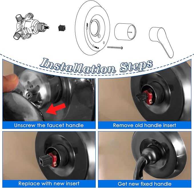 Dreyoo 10 Pcs Shower Faucet Handle Insert Compatible with Kohler, 1.5cm x 1.4cm x 1.2cm Shower Handle Parts Compatible with Kohler 1060514, Easy to Install