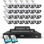 ZOSI 32CH 4K PoE Security Camera System, Face Person Vehicle Detection, 2 Way Audio, 24 x 8MP Spotlight Outdoor Indoor IP Cameras, 32 Channel 4K NVR with 8TB HDD for 24/7 Recording