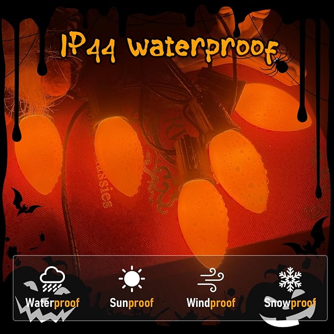 GOOTHY 25 Pack C9 Orange Halloween Replacement Light Bulb, C9 Orange Christmas Lights Bulbs for Halloween Outdoor Patio String Lights, E17 Intermediate Base Night Light Bulbs, 7 Watt, 120 Volt