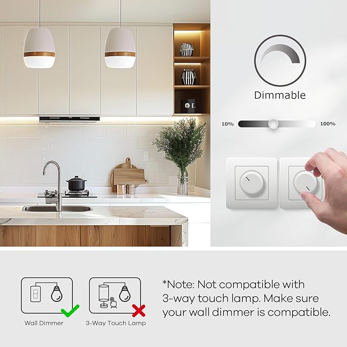 Linkind A19 LED Light Bulbs Dimmable, 100W Equivalent, E26 Base, 5000K Daylight, 15.5W 1600 Lumens CRI80+, 120V, UL Listed FCC Certified, LED Lights for Bedroom Living Room Home Office, 6 Packs