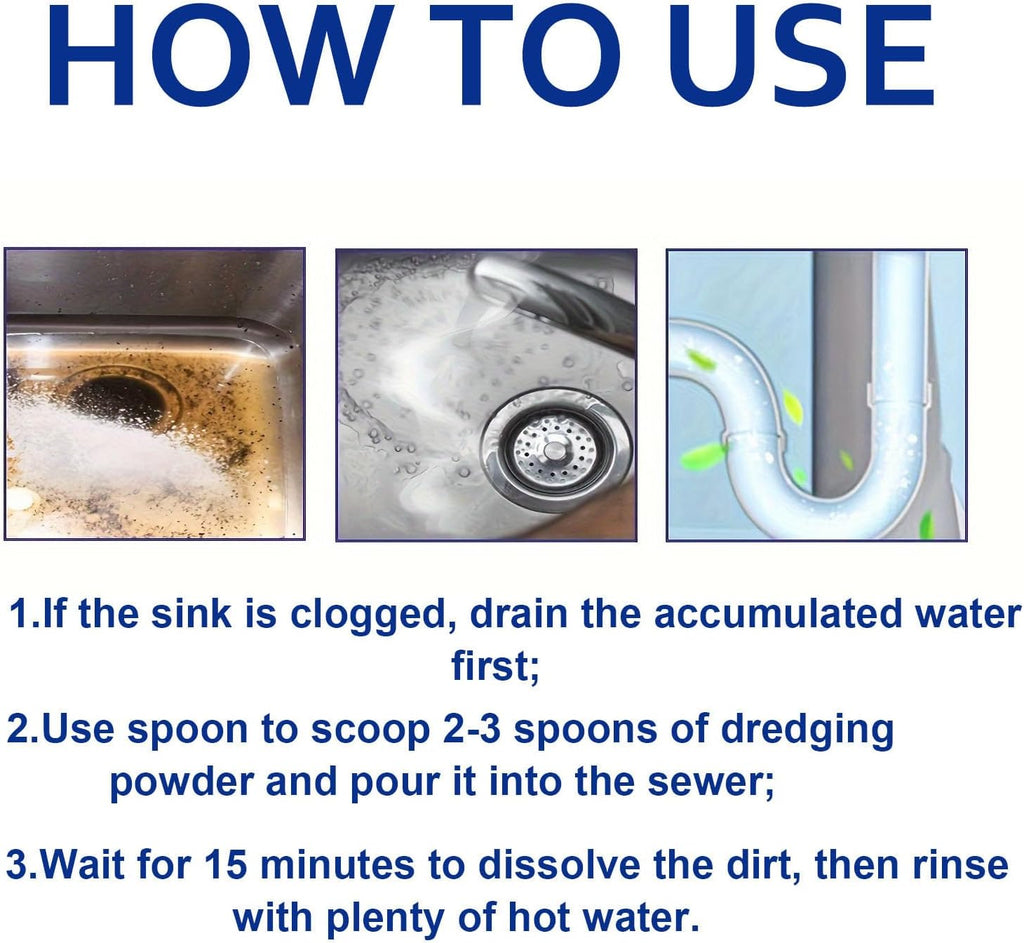 3pcs Drain Clog Remover, Pipeline Dredging Agent, Powerful Quick Cleaning Drain Toilet Cleaner Tool, Unclog Toilet Clog And Kitchen Sink Pipe Unblocker Powder