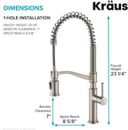 KRAUS Sellette Commercial Style Spot Free Stainless Steel Single Handle Pull-Down Kitchen Faucet with Deck Plate and Soap Dispenser, KPF-1683SFS-KSD-80SFS