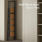 HillhutApex 5 Step Foldable Aluminum Step Ladder with Handgrip, Anti-Slip Pedal, 330 lbs Capacity, Lightweight & Portable for Home, Kitchen, Office, Garage (Black Woodgrain)