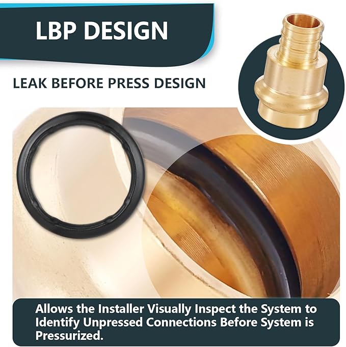 (Pack of 10) Seelink 3/4"Press x 3/4"Pex Crimp Coupling Brass Adapter, Press Fittings For Copper and Pex Pipe Connection(PEX1807346)