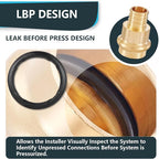 (Pack of 10) Seelink 3/4"Press x 3/4"Pex Crimp Coupling Brass Adapter, Press Fittings For Copper and Pex Pipe Connection(PEX1807346)