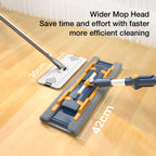 18" Microfiber Flat Mops for Floor Cleaning, Commercial Dust Mop for Hardwood Floors with Stainless Steel Handle - 6 Reusable Flat Mop Refills and 1 Dirt Removal Scrubber Included