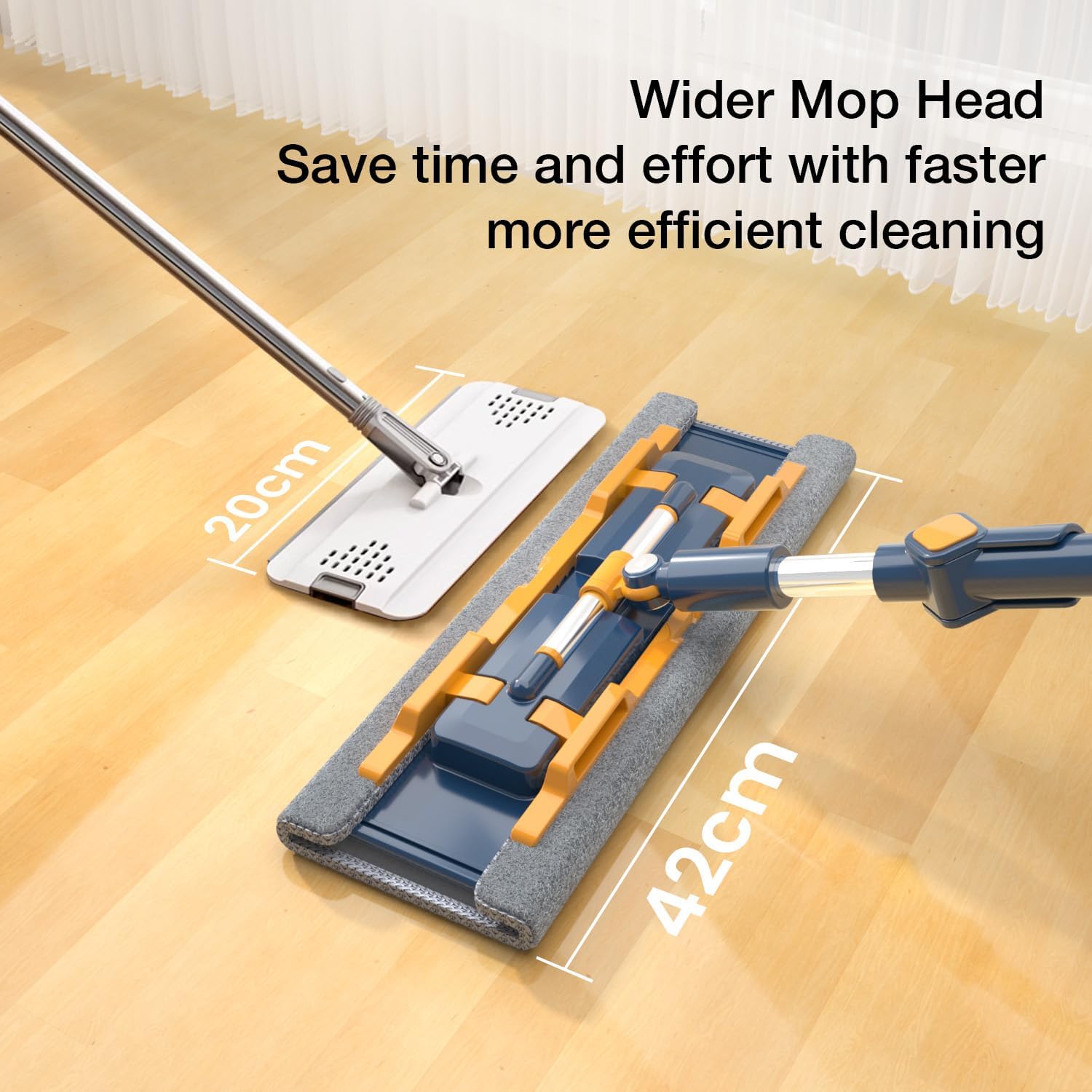 18" Microfiber Flat Mops for Floor Cleaning, Commercial Dust Mop for Hardwood Floors with Stainless Steel Handle - 6 Reusable Flat Mop Refills and 1 Dirt Removal Scrubber Included