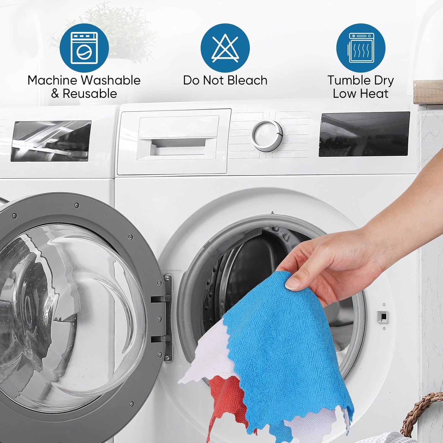 Orighty Microfiber Cleaning Cloths, 75 Sheets Shop Towels, Reusable Paper Towels Shop Rags, Washable Microfiber Towel Roll Cleaning Rags for Cars, House, Kitchen, 11.5’’ x 11.5’’, Red