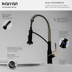 Karran Scottsdale Single-Handle Pull-Down Sprayer Commercial Style Kitchen Faucet in Matte Black/Spot-Free Champagne Bronze