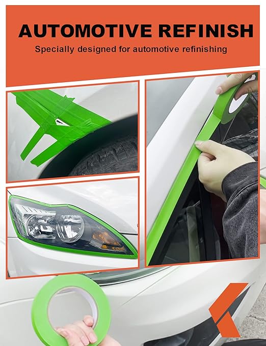Painters Tape for Car - Green No Residue Automotive Masking Tape - Heat Resistant for Paint Booth, 1.88 Inches x 60 Yards, 4 Rolls