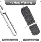 Microfiber Duster, Dusters for Cleaning, Hand Duster with Washable Head, Feather Dusters for Cleaning Cobweb, Blinds, Furniture, Cars-Gray
