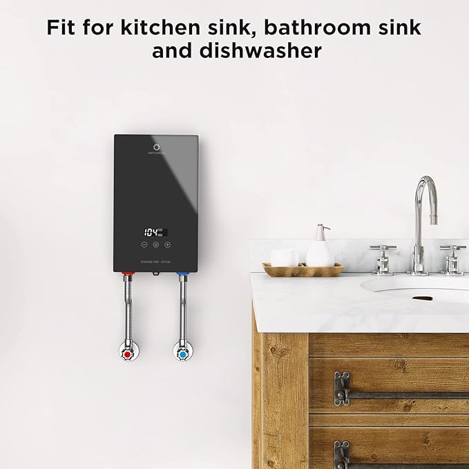 Airthereal Electric Tankless Water Heater, 8kW, 240 Volts - Endless On-Demand Hot Water - Self Modulates to Save Energy - Use for Faucet and Sink, Evening Tide series