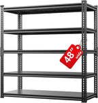 Garage Shelving, 48" Wide 5-Tier 3000lbs, Boltless Assembly, Adjustable Large Garage Storage Shelves, 48" W x 24" D x 72" H Heavy Duty Storage Rack