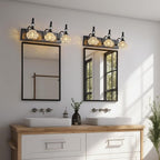 Modern Crystal Bathroom Vanity Light Black Vintage Bathroom Light Fixtures 3-Lights Glass Crystal Vanity Lights