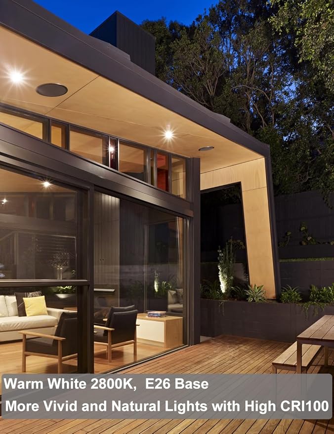 PAR38 Halogen Flood Light 80W 120V, High Output 1500LM PAR 38 Flood Light Bulbs Warm White 2800K, 80W PAR38 Dimmable with E26 Base, Long Lasting Halogen PAR 38 Outdoor Flood Light Bulbs