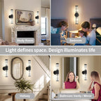 Bathroom Light Fixtures 2-Light Matte Black Bathroom Vanity Light Modern Wall Lights for Bedroom Bath Mirror Lights with Glass Rods Shades for Mirror Bedroom Hallway