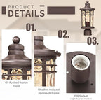 Darkaway Outdoor Post Light,Lamp Post Light Fixture, Waterproof Aluminum Housing with Amber Ripple Glass for Garden Patio Pathway Entry