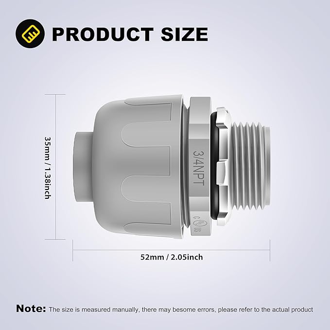30 PCS 3/4" Liquid Tight Connector NPT Non-Metallic for PVC Electrical Flexible Conduit Fittings - Sturdy, Quick Installation, UL Listed for Home Outdoor Tubes Tools