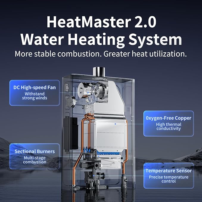 Ranein Propane Gas Tankless Water Heater, Indoor Max 3.6 GPM, 80,000 BTU Instant Hot Water Heater