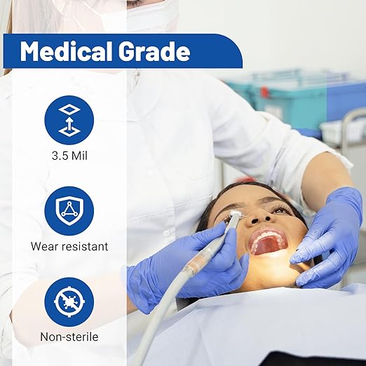 JMU Nitrile Gloves Case Medium, 1200 Count, Gloves Disposable Latex Free Bulk, 3.5 Mil, Violet Blue