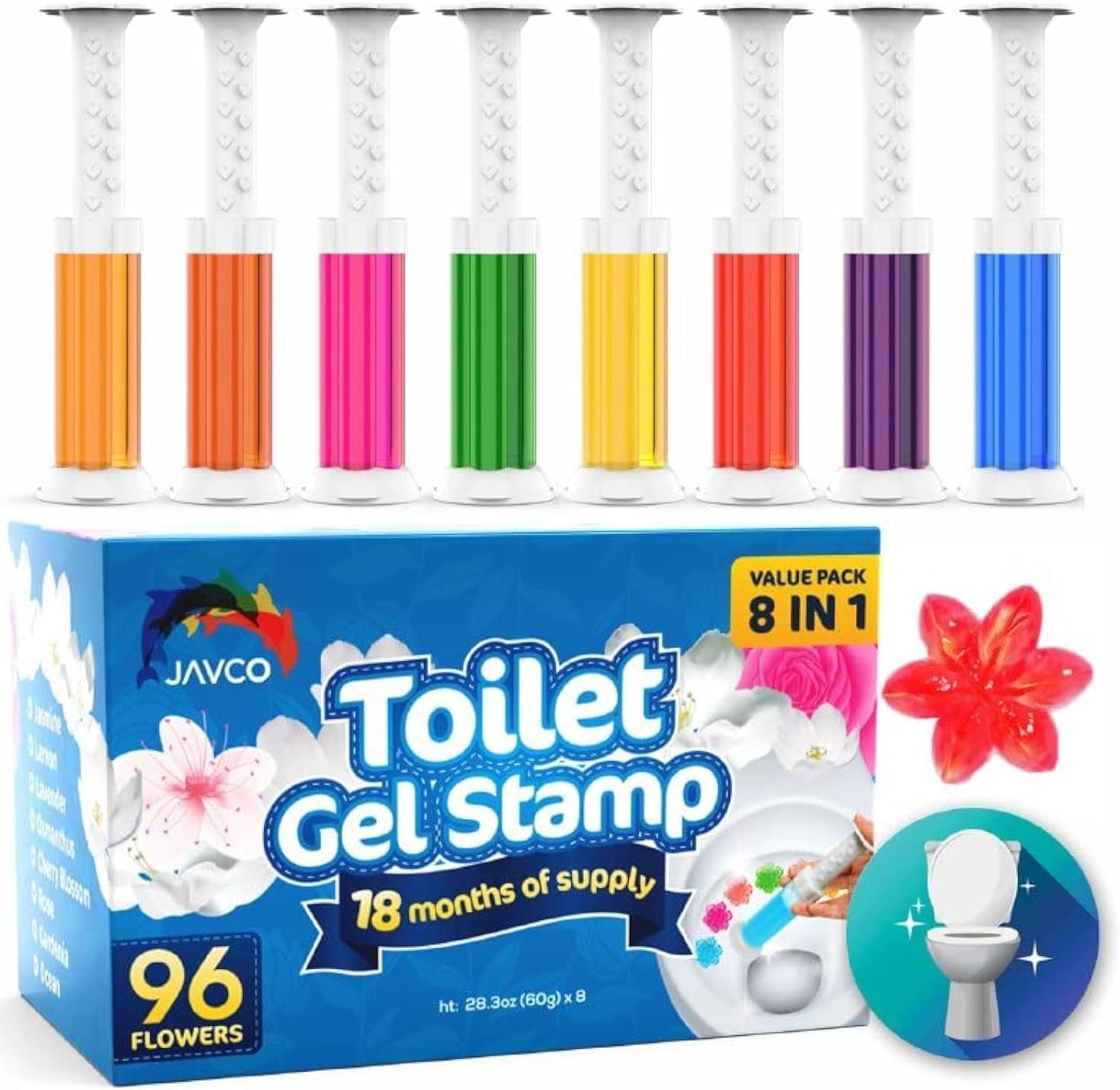 -96 Flowers- Flower Toilet Gel Stamp | Toilet Scent Fresheners (Mix Scent)